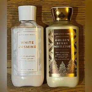 Bath & Body Works 8 Fl OZ Body Lotions GOLDEN BERRY MISTLETOE and WHITE JASMINE